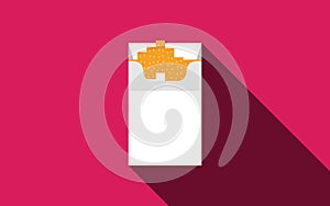 Open cigarettes pack box flat style white illustration