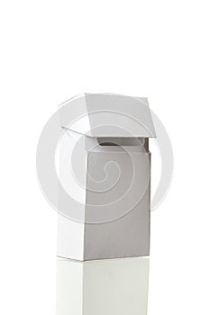 Open cigarettes pack without cigarettes isolated on white backgr