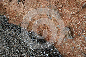 Open circles riverbank that displays the layers of rock