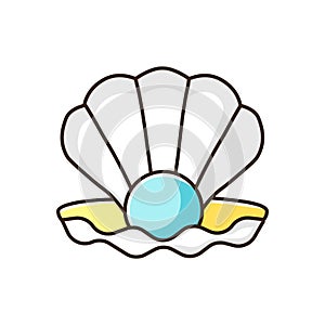 Open clam with pearl RGB color icon