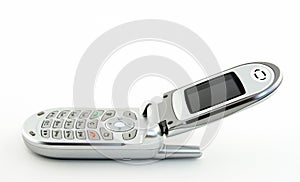 Open clamshell cell phone