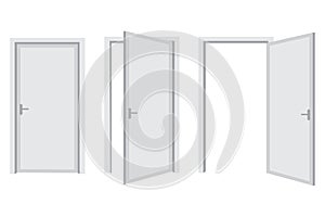 Open and close doors set. House interior concept. Home design element. Hand drawn. Vector illustration. Stock image.