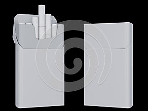 Open and close pack of cigarettes on a black background. 3D illustration.