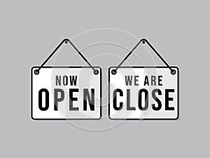 Open and close sign icon. Vector open door sign. Open icon vector isolated on dark background. Open sign line icon for websites, m