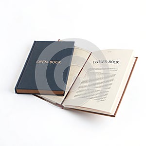 Open and closed book isolated on white background
