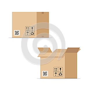 Open and closed cardboard box