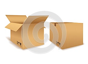 Open and Closed Cardboard Box