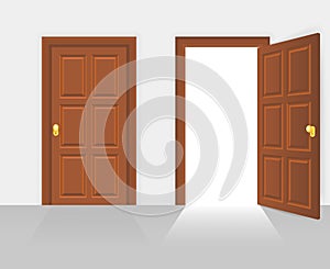 Open and closed house front door vector illustration photo