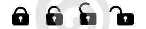 Open closed lock padlock icon. Lock unlock icon