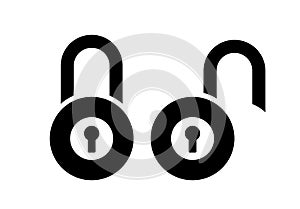 Open closed padlock vector icon