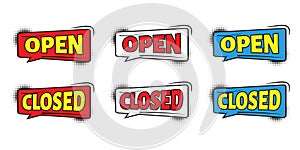 Open and closed store Template Vector