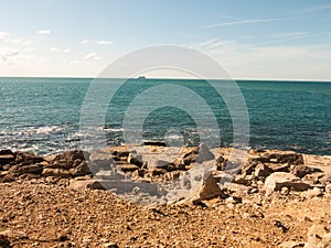 open coast view jurassic coast water blue summer day landscape i