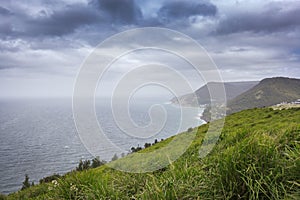 The open coastline and the sky