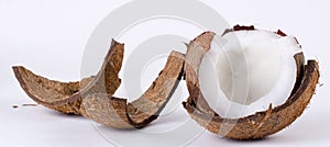 Open coconut and broken husk