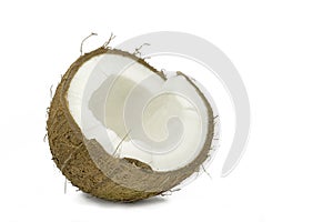 Open coconut isolated on white