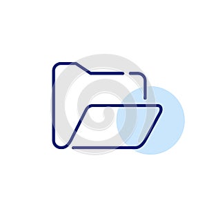 Open computer folder. File access and sharing, data management and navigation. Pixel perfect, editable stroke