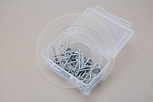Open container with screws