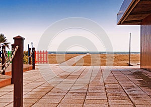 Open courtyard at a beachfront property