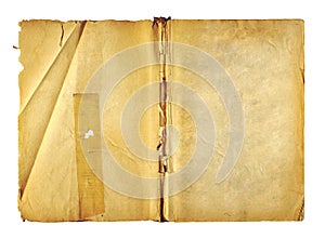 Open cover writing-book with metal clip for record