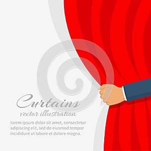 Open the curtain. vector hand
