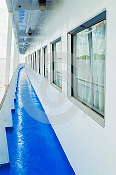 Open deck corridor of a cruise ship