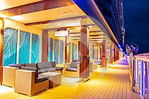Open deck lounge area on cruise ship