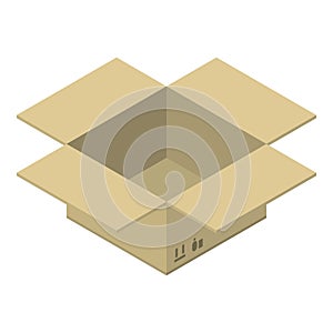 Open delivery box icon, isometric style