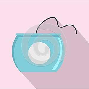 Open dental floss box icon, flat style