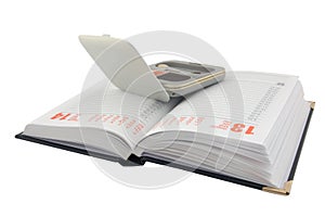 Open diary and makeup set