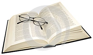 Open Dictionary And Reading Glasses