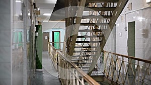 Open Door of Closed Jail in Lithuania, Vilnius. The Oldest Prison in Lithuania and East of Europe Lukiskes. Interior with walls