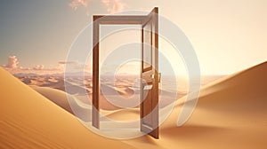 Open door in the desert. AI Generated