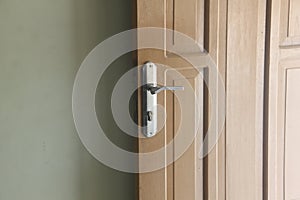 Open door, door handles and a wall