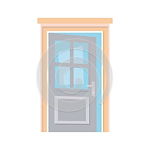 Open door home frame isolated icon white background