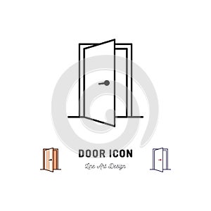 Open Door icon. Vector thin line art symbol