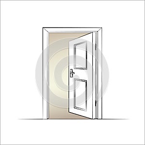 Open door. illustration of a door. Vector