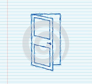 Open door. Interior design. sketch icon. Business concept. Front view. Home office. Vector stock illustration