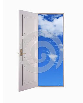 The open door over white background. freedom concept,