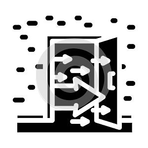 open door progress glyph icon vector illustration