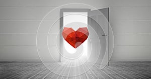 Open door with red heart shape