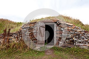 Open door root cellar Elliston Newfoundland Canada