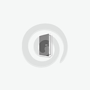 Open door simple icon sticker isolated on gray background