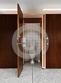 Open door to public toilet