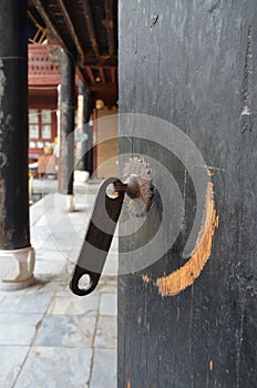 Open door in a traditional house in Xizhou village, Yunnan province, China.