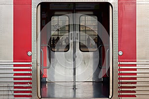 open door of a train compartment