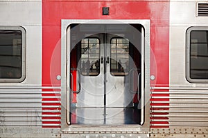 Open door of a train