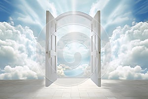 Open Doors to Heavenly Skies, Concept of New Beginnings and Hope