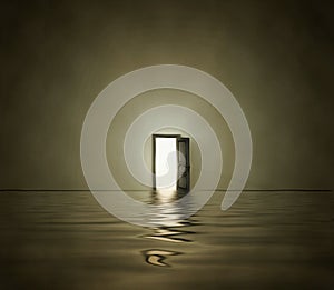 Open doorway in surreal space