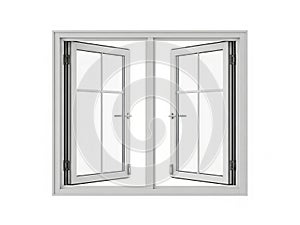 Open double casement windows