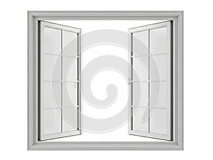 Open double casement windows